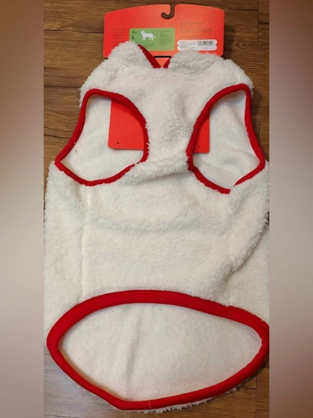 NEW-Small Sherpa Pet Vest Faux Shearling Zipper with Red Trim Fleece Dog Vest
